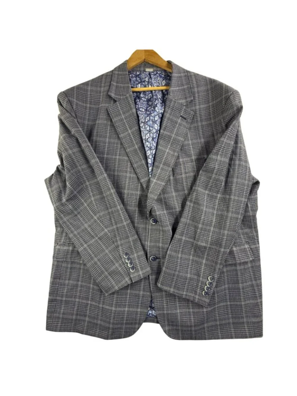 Oak Hill Blazer Mens 2XLT Blue Check Sport Coat Big & Tall Lined Jacket Business
